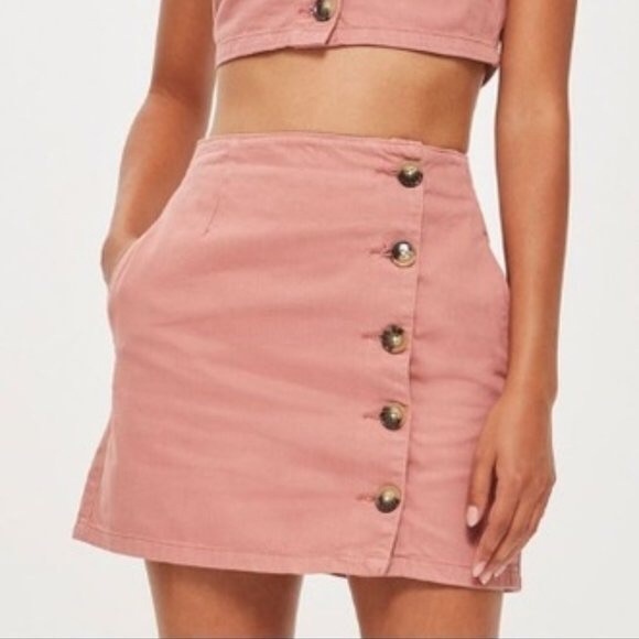 Topshop Dresses & Skirts - NWT Topshop Pink Button Mini Skirt